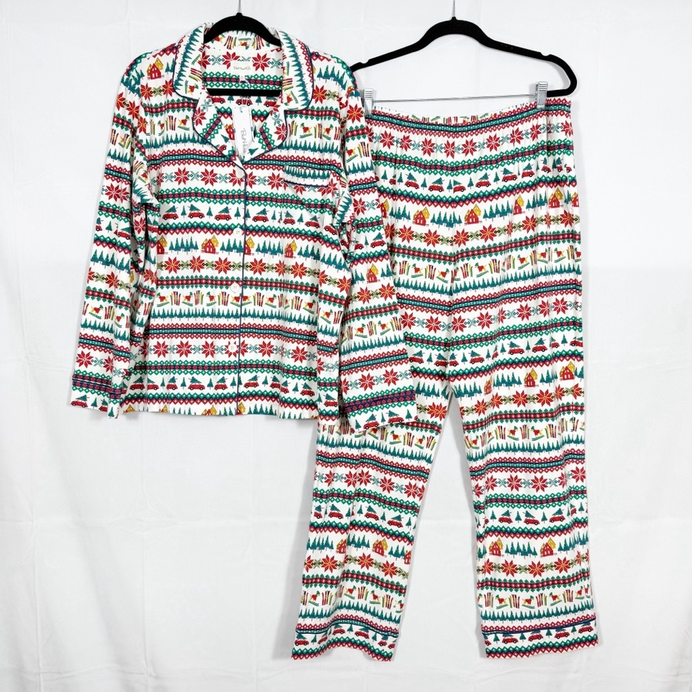 BedHead PJs Festive Fairisle Fair Isle Long Sleeve Classic Stretch Jersey PJ Set - Picture 2 of 16